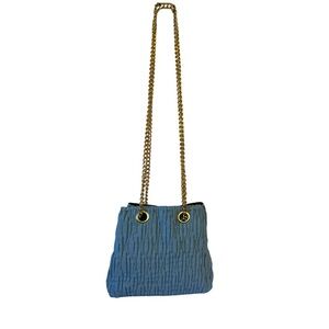 Ribbed Bucket Bag w/Lightweight Gold Chain